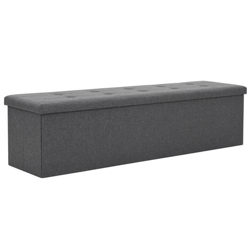 vidaXL Banc de rangement pliable Faux lin 150 x 38 x 38 cm Gris foncé