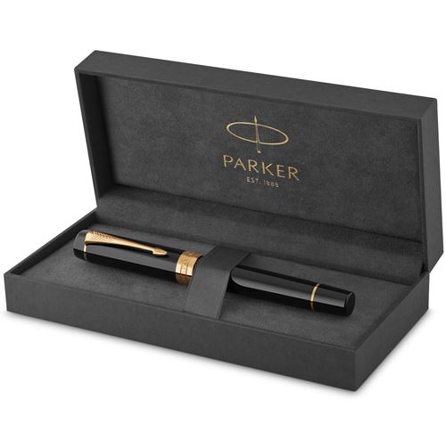 PARKER Duofold Centennial Stylo plume, Noir, Plume moyenne en or 18K, encre  noire, Coffret cadeau - Stylo Plume - Achat & prix