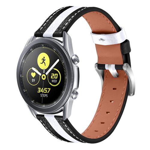 Bracelet en cuir véritable 20mm, réglable, noir/blanc pour votre Samsung  Galaxy Watch3 41mm/Watch 42mm - Accessoires bracelet et montre connectée à  la Fnac