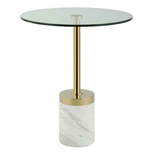 Non Communiqué Or Table D'appoint En Marbre "Lana" 53Cm & Blanc
