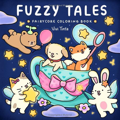 Fuzzy Tales – Livre De Coloriage Fairycore Pour Adultes Et Ados Avec Animaux Adorables