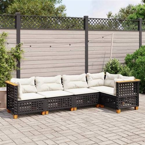 Non Communiqué Noir Salon De Jardin Modulable Vidaxl Rotin 5 Pieces 5 Personnes