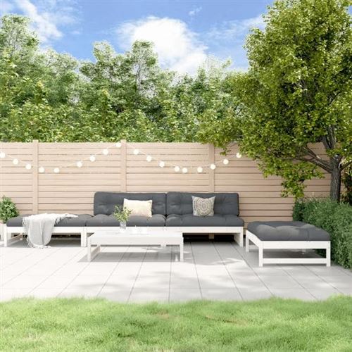 Non Communiqué Blanc Vidaxl Salon De Jardin Avec Coussins 5 Pcs, Canapé Avec Dossier, Ensemble De Meubles Avec Table Basse Patio Terrasse, 3186117