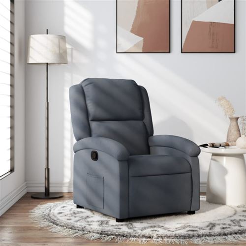 Vidaxl Gris Fauteuil Inclinable Foncé Velours - Image 3