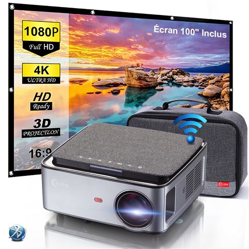 Vidéoprojecteur FLZEN MX, 5G WIFI 1080P Natif 4K 300 Max Recopie l'écran Projection Côté avec Sac de Rangement