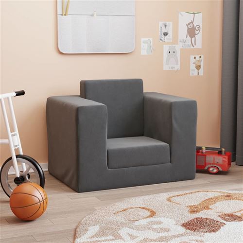 VidaXL Canapé-lit pour enfants Anthracite Peluche douce