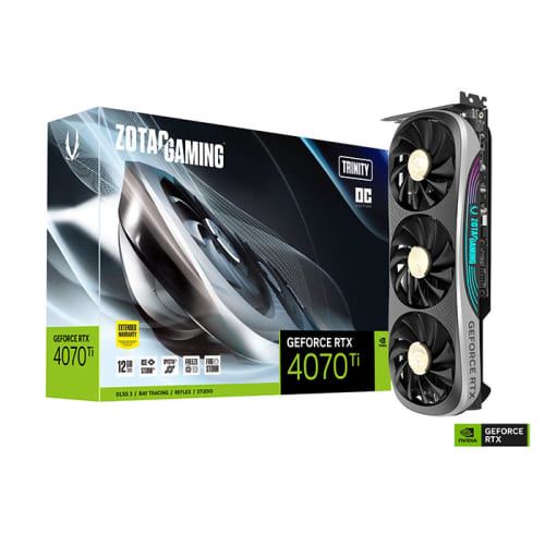 Carte Graphique Zotac GeForce RTX 4070 Ti Trinity OC ZT-D40710J-10P 12Go GDDR6X 2625MHz PCI-Express x4 Noir