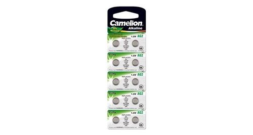 Pack de 10 piles camelion alcaline ag2,lr726,lr50,196,sr726w,gp96a,396 0% mercury/hg