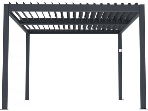 Pergola bioclimatique &eacute;lectrique avec led ""Windsor"" en aluminium 3 x 4 - Gris 