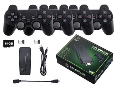 Victorvan 64g - Console de Jeu Vidéo Rétro HDMI avec 4 Manettes Sans Fil 4K HD Intégrée 10000+ Jeux pour GBA-PS1 Plug and Play TV Stick