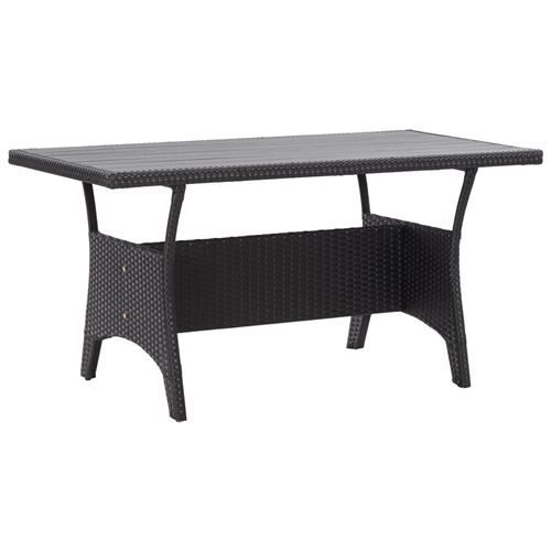 Table de jardin 130x70x66 cm Résine tressée Noir