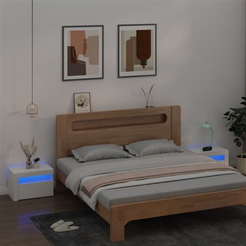 Non Communiqué Blanc Tables De Chevet 2 Pcs Avec Led 60X35x40 Cm