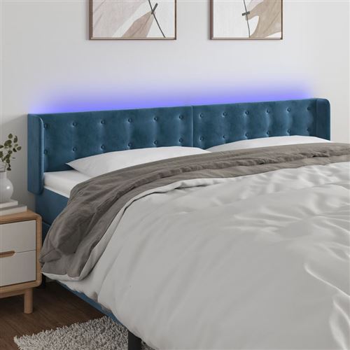 vidaXL LED Kopfteil Dunkelblau 203x16x78/88 cm Samt