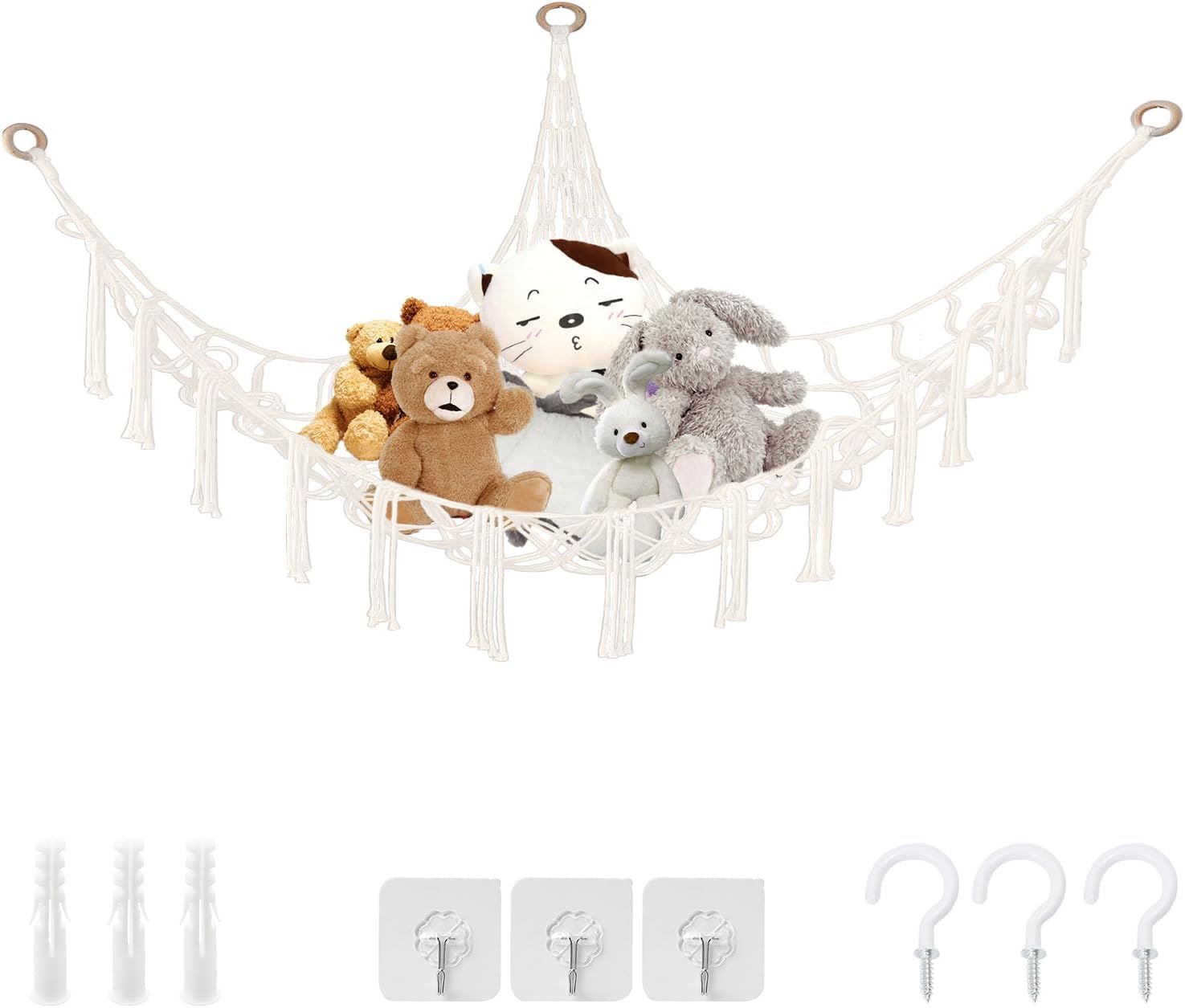 Hamac De Rangement Jouets En Corde - Filet à Suspendre Pour Peluches