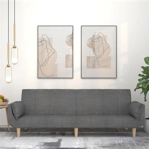 Non Communiqué Multicolore Vidaxl Canapé-Lit À 2 Places Avec Deux Oreillers Gris Clair Tissu