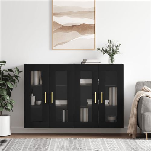 Non Communiqué Noir Armoires Murales 2 Pcs Bois D Ingénierie