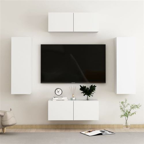 Non Communiqué Blanc Ensemble De Meubles Tv 4 Pcs Bois D Ingénierie
