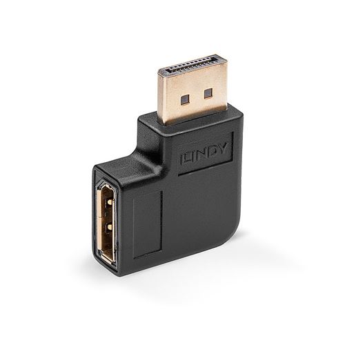 Lindy - DisplayPort-adapter - DisplayPort (M) naar DisplayPort (V) hoek naar links - DisplayPort 1.4 - 8K ondersteuning - zwart