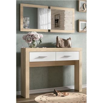 Buffet Banff KSZ107 : Meuble TV/blanc/pieds Dorés - 2 Tiroirs, 2 Portes - Largeur 107 Cm - Style Glamour Moderne