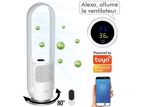 Sichler Haushaltsgeräte : Ventilateur connecté sans pale VT-400.app avec purificateur d’air