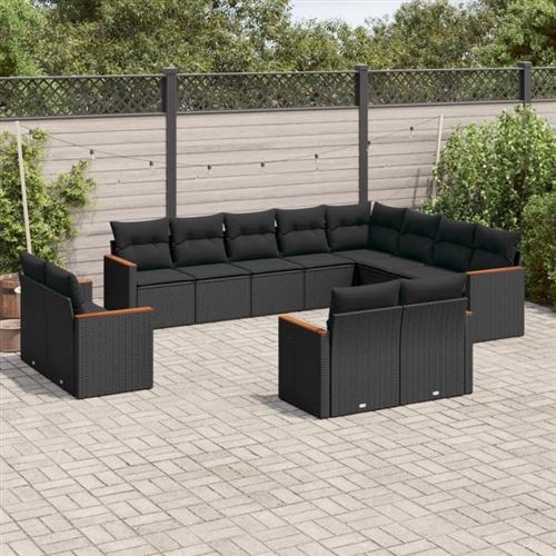 Non Communiqué Noir Salon De Jardin Modulable Vidaxl Resine Tressee 6 Pieces 12 Personnes