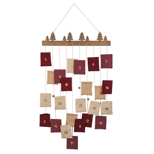 Calendrier de l'avent 24 pochettes tissu à suspendre