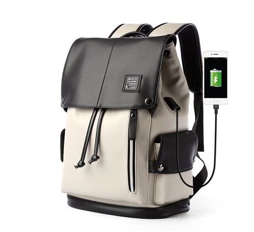 Sac à Dos USB En Cuir PU Pour Homme - Grand Format Pour PC - Couleurs Noir/marron - Neuf