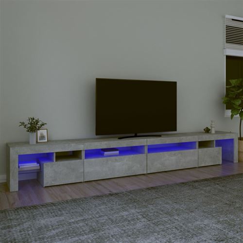 Non Communiqué Gris Béton Meuble Tv Avec Lumières Led 290X36,5X40 Cm
