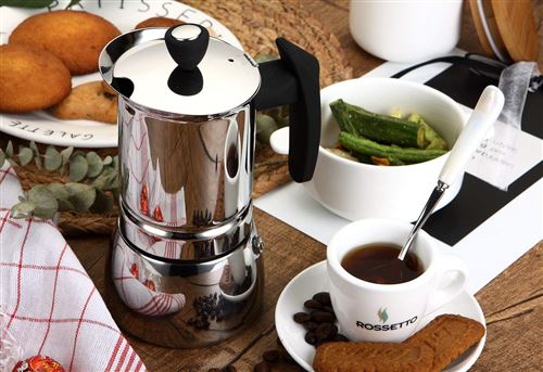 Poign/ée Marron 6 Tasses ROSSETTO Cafeti/ère Italienne en INOX