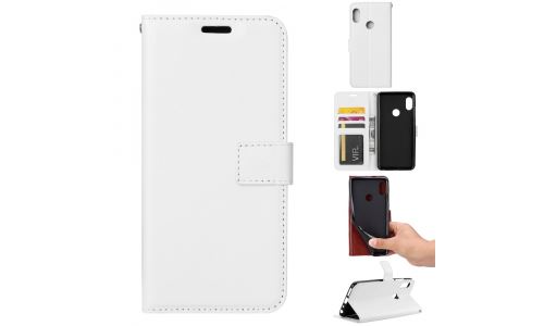 Etui Xiaomi Mi-8 blanc grainé rabat latéral articulé fonction stand