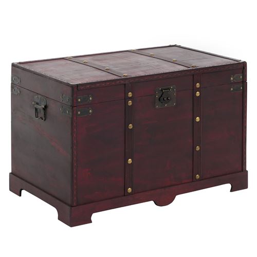 Coffre bois de décoration Valence aspect antiquité 49x77x47cm carré