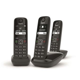 Gigaset AS690 Trio - Téléphone sans fil avec ID d'appelant - ECO DECT\GAP - noir + 2 combinés supplémentaires
