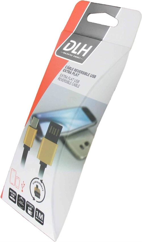 DLH DYTU2140B Câble USB/Micro USB réversible 1 m Noir