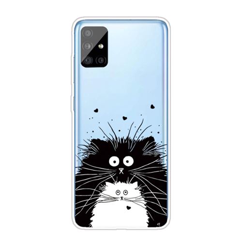 Coque en TPU impression de motifs sylish chats noirs et blancs pour votre Samsung Galaxy A51 SM-A515