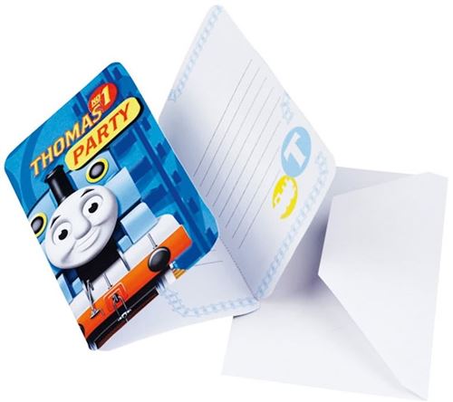 Thomas de Trein invitations avec enveloppe 15cm 6 pièces bleu
