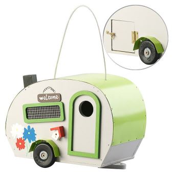 Nichoir à Oiseaux En Bois Design Caravane En Métal Cages