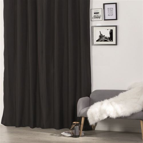 HomeMaison Rideau Isolant &agrave; &oelig;illets, Polyester, Noir, 260x140 cm