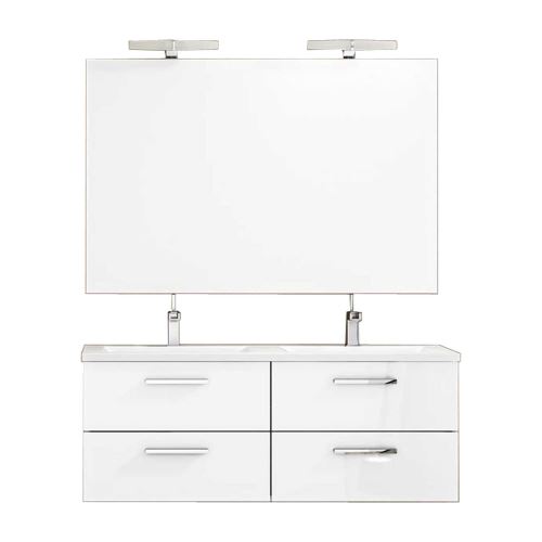 Ensemble de salle de bain CORDOBA meuble suspendu 120 cm Blanc Brillant