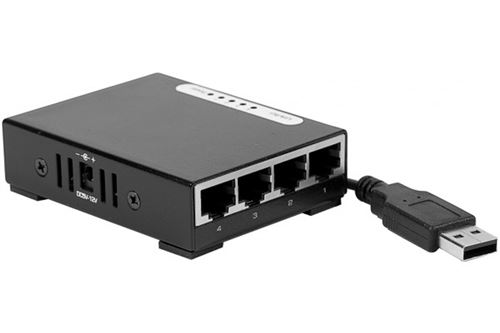 DEXLAN Mini Switch 4 ports Gigabit Magnétique alim. USB&220V