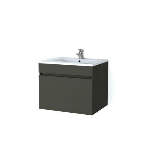 LUNA Ensemble salle de bain simple vasque L 60 cm - Gris mat