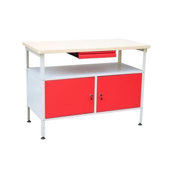 DEFITEC Établi a double porte - Rouge/Blanc - 1