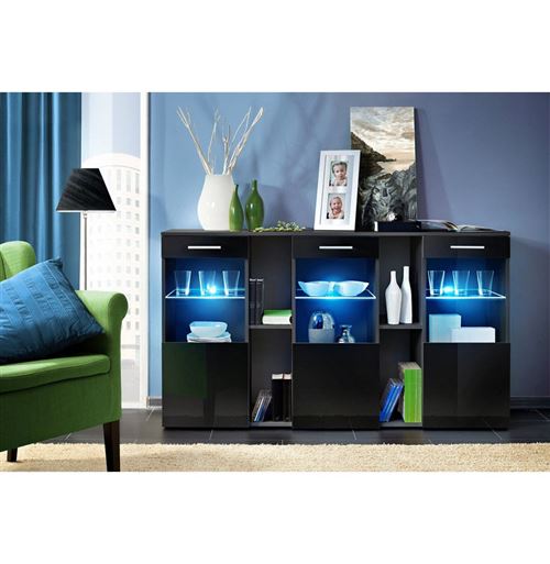 Paris Prix - Buffet 3 Portes Design dorade 160cm Noir