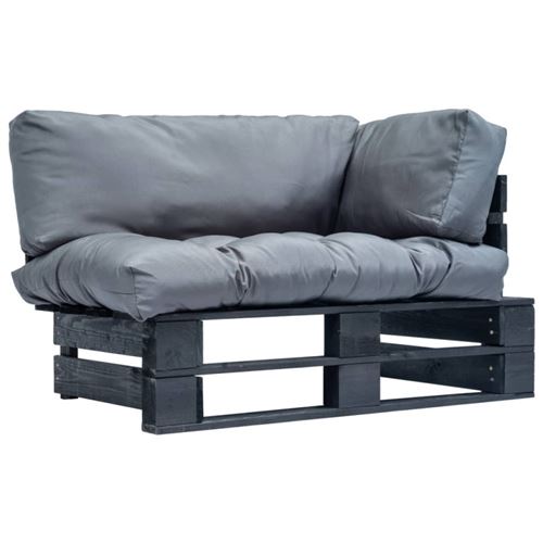 Vidaxl canap&eacute; de jardin palette avec coussins gris pin&egrave;de 277414
