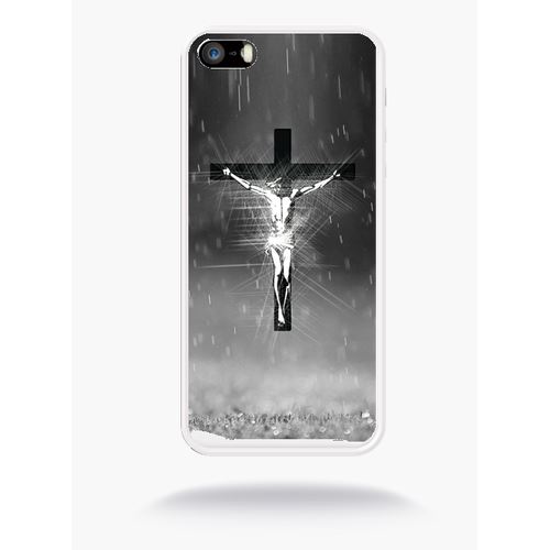 Coque Jésus Croix Noir Et Blanc Compatible Apple Iphone Se Silicone Blanc Mat