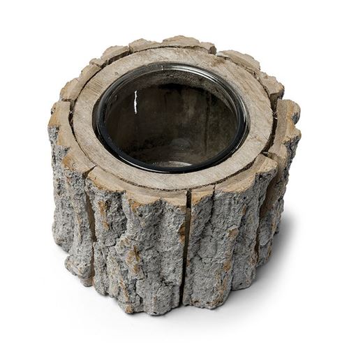 bougeoir rondin bois 15 cm