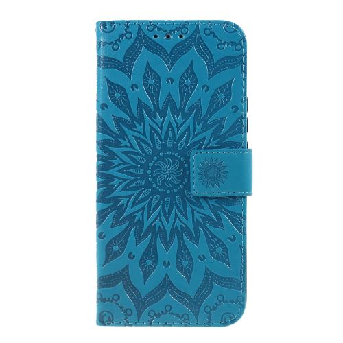 Etui en PU tournesol magnétique avec support bleu pour votre Huawei P Smart Z/Y9 Prime 2019