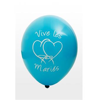 BAL225 S Ballon Mariage Bleu Turquoise vive Les mariés en Latex x8 