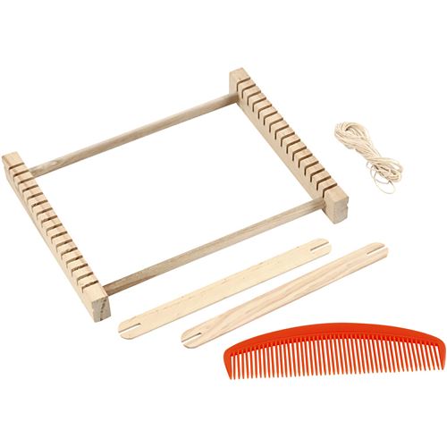 Creotime cadre de tissage 26,5 x 24 cm bois clair en 5 parties