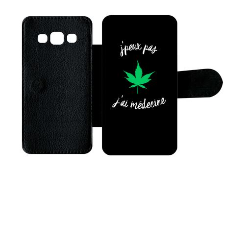 Etui À Rabat Samsung Galaxy A3 J Peux Pas J Ai Mdecine Feuille De Chanvre