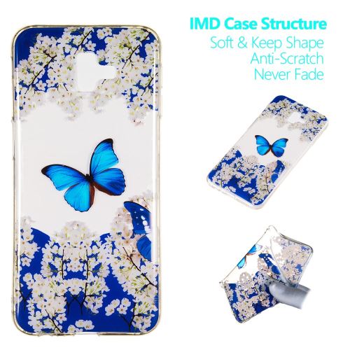 Coque en TPU gel fleur blanche et papillon bleu pour votre Samsung Galaxy J6 Plus J610F/J6 Prime